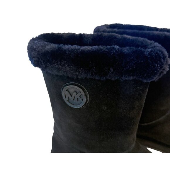 Michael Michael Kors Suede Leather Shearling Sheepskin Fur Black Boots US Size 6 - Picture 4 of 8